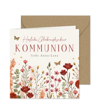 Glückwunschkarte Wildblumen Kommunion 